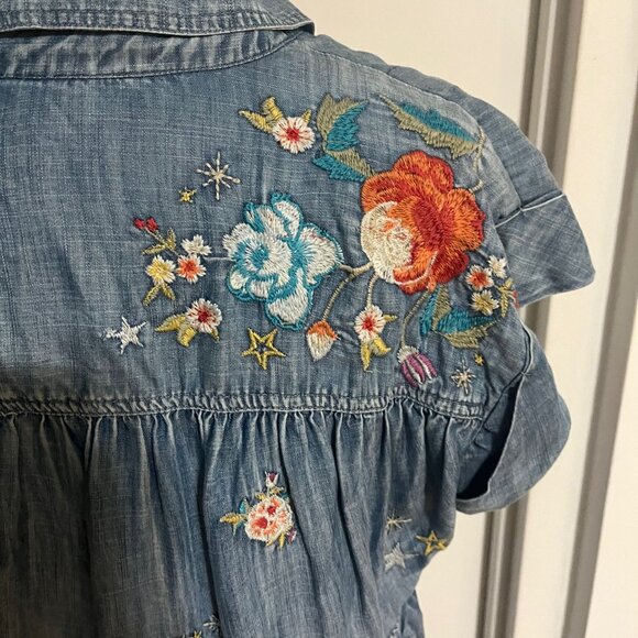 KYLA SEO Embroidered Tencel Denim Tiered Dress Size Large - Picture 7 of 10